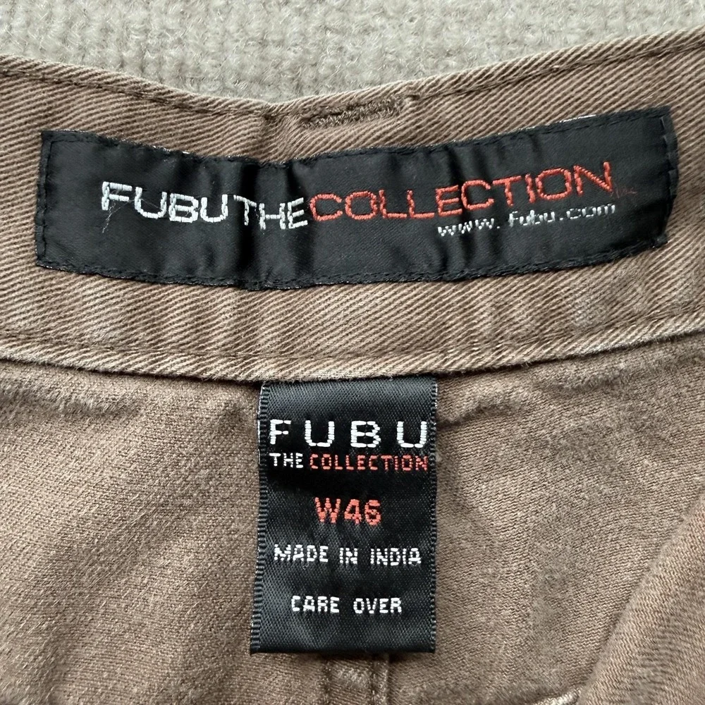FUBU The Collection Cargo Shorts Mens 46‎ Brown Canvas Utility Big Tall Relaxed